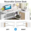 Axyaa L-Shaped Computer Desk with Storage Drawers and Shelves