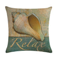 Axyaa Marine Life Linen Pillowcase: Fashion Conch Starfish Shell Sofa Decor Cover
