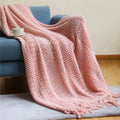 Axyaa Knitted Throw Blanket with Tassels - Soft, Cozy, Lightweight for Home