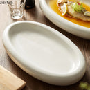 Axyaa Oval Ceramic Sushi Plate Serving Platter - Solid Color Tableware for Home Kitchen