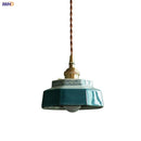 Axyaa Dark Green Ceramic Pendant Light Fixture Retro Hanging Lamp Home Decoration Lighting