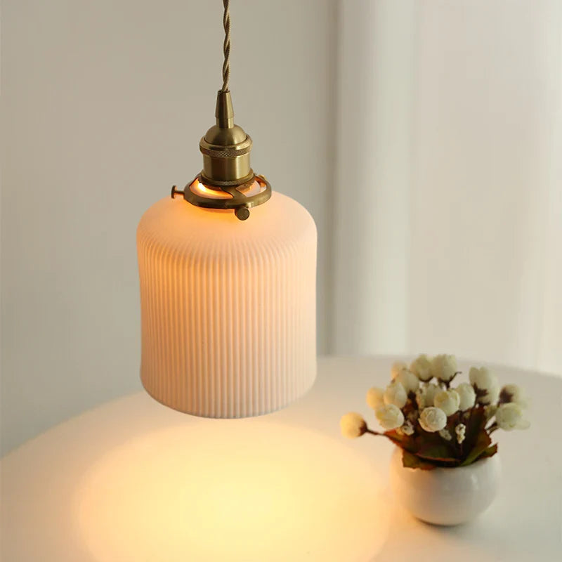 Axyaa White Ceramic Chandelier LED Pendant Light Fixture for Kitchen Decor