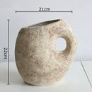 Axyaa Retro Ceramic Vase with Creative Handle for Table Decoration and Flower Arrangement