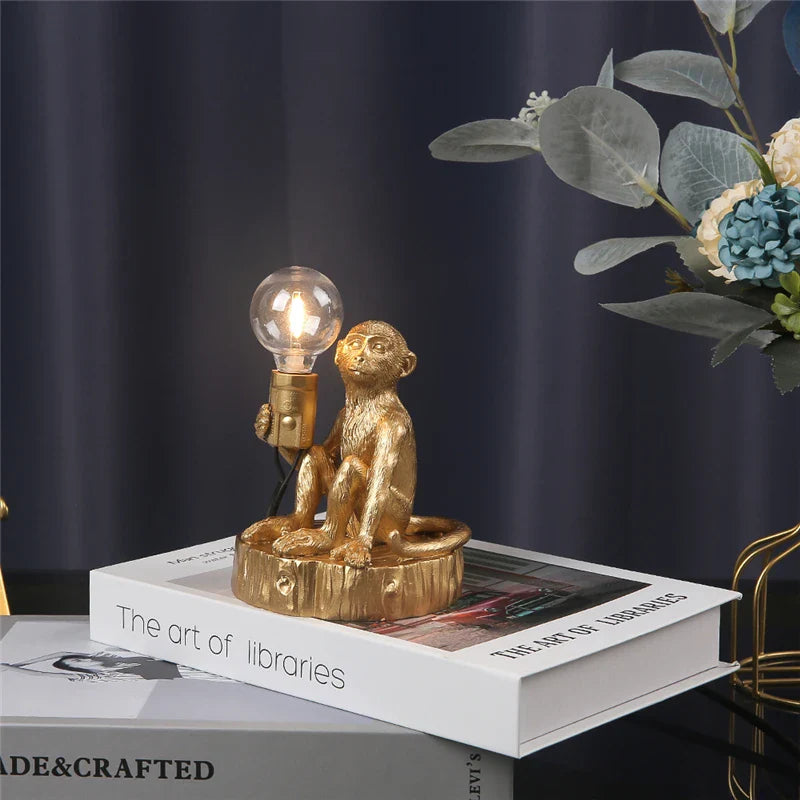 Nordic Resin Monkey Lamp LED Table Lights for Home Decor by Axya