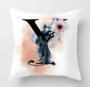 Axyaa Flower Cat Alphabet Pillowcase 45x45cm Cushion Cover, Modern Home Decor