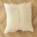 Axyaa Beige Geometric Tassel Cushion Cover 45X45 - Boho Chic Decor Pillowcase
