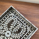 Axyaa Black Mother-of-Pearl Shell Tray: Home Organizer & Decoration