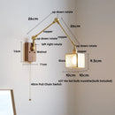 Axyaa Modern LED Wall Light Fixture Walnut Wood Rotatable Glass Bedside Lamp