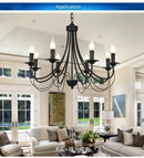 Axyaa Wrought Iron Chandelier Candle Light Fixture for Living Room Dining Table