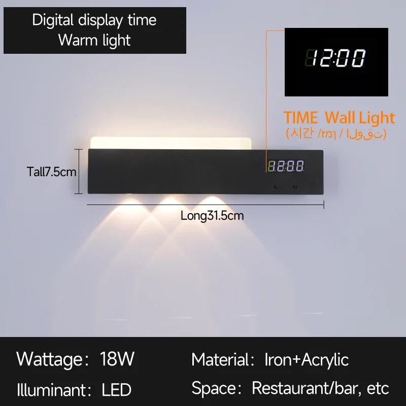 Axyaa Smart Indoor Wall Light with Digital Time Display for Home Decor