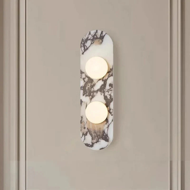Axyaa White Black Stone Wall Light with Glass Sconce for Indoor Spaces