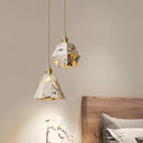 Axyaa Terrazzo Nordic LED Pendant Lamp for Living Room Bedside, Retro Adjustable Gold/Copper Lighting