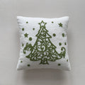 Axyaa Christmas Tree Snowflake Cushion Cover in Green and Red, Embroidered 45x45cm Square Pillowcase