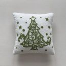 Axyaa Christmas Tree Snowflake Cushion Cover in Green and Red, Embroidered 45x45cm Square Pillowcase