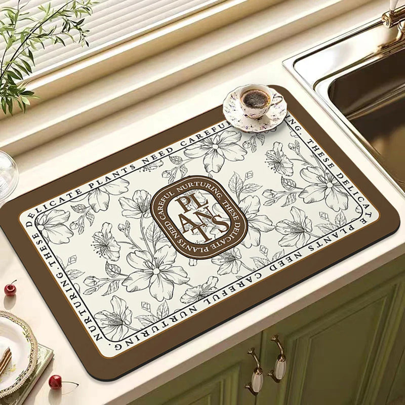 Axyaa Spices Printed Kitchen Absorbent Drying Mat - Tableware Draining Pad