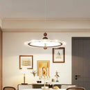 Axyaa Walnut Wood Grain LED Chandelier, Dimmable Pendant Light for Dining Living Bedroom