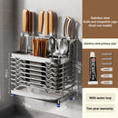 Axyaa Stainless Steel Kitchen Knife Holder Storage Rack with Drain Tray