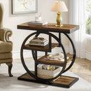 Axyaa Narrow End Table with 3 Shelves, Industrial Wooden Side Table