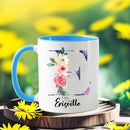 Axyaa Personalized Floral Coffee Mug with Name; Creative Tumbler Cup for Various Beverages