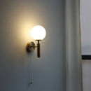 Axyaa Nordic LED Wall Lamp with Pull Chain Switch & Moon Lampshade