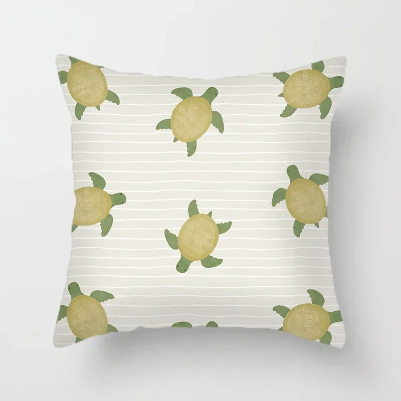 Axyaa Sea Turtle & Bird Pillowcase - Single Print Sofa Case for Children's Bedroom