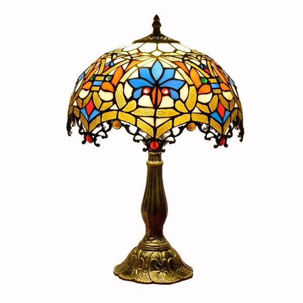 Axyaa Tiffany Style Stained Glass Table Lamp Vintage Bedroom Desk Light