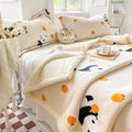 Axyaa Cartoon Print Dual Use Blanket in Milk Velvet & Cashmere for Winter and Spring