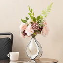 Axyaa Blue Line Drawing Ceramic Vase - Nordic Style Desktop Decoration