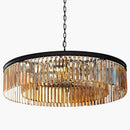 Axyaa Gold Black Metal LED Pendant Chain Crystal Suspension Lamp