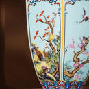 Axyaa Ceramic Enamel Flower Bird Hex Vase Home Decor Living Room Foyer Pot