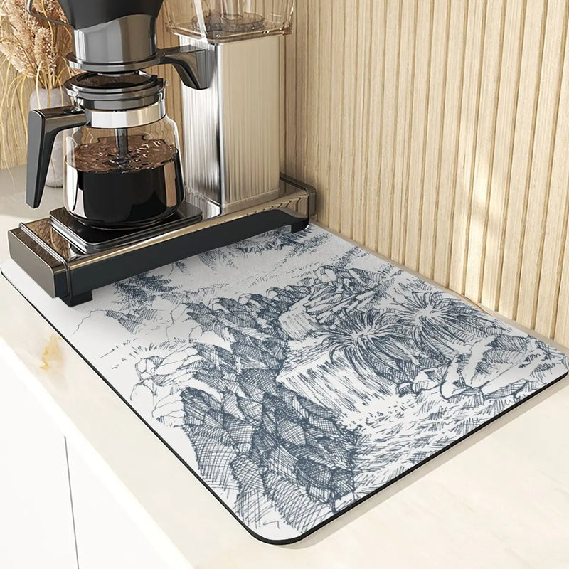 Silicone Plant Pattern Table Mat for Kitchen - Axyaa Landscape Style Decor