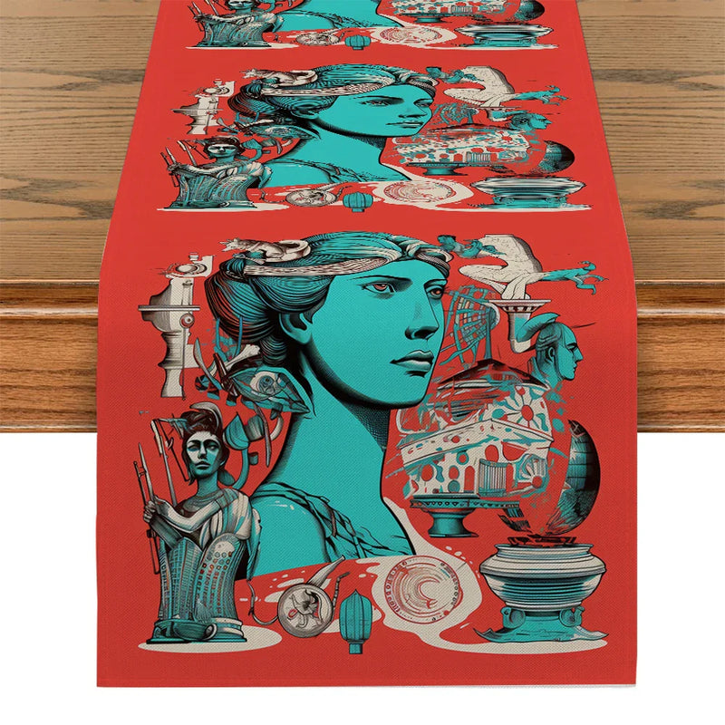 Axyaa Geometric Abstract Table Runner: Elegant Dining Table Decor for Kitchen Parties