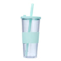 Axyaa Double-layer Plastic Straw Cup with Sleeve - Portable, Reusable, and Stylish