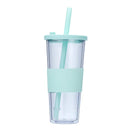 Axyaa Double-layer Plastic Straw Cup with Sleeve - Portable, Reusable, and Stylish