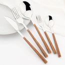 Axyaa 24Pcs Stainless Steel Flatware Set with Imitation Wooden Handle | Western Cutlery Tableware
