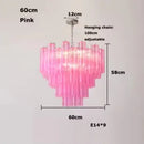 Axyaa Pink Clear Glass Tube Chandelier for Home Decor - Ceiling Hanging Lamps