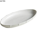 Axyaa Lotus Leaf Oval Plate: Ceramic Fish Steamed Dish for Sushi, Salad, Dessert