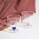 Axyaa Pink Heart Glass Cup: Lovely Gift for Lovers, Breakfast Milk, Latte & Coffee