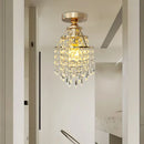 Axyaa Gold Crystal Ceiling Light Fixture, E27 Bulb Base, Ideal for Corridor, Lobby, Kitchen