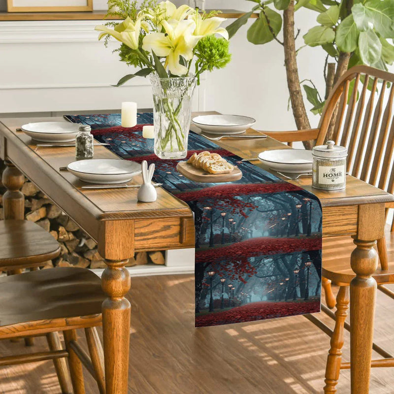 Axyaa Maple Road Lights Table Runner for Kitchen Dining Decor