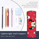 Axyaa Leather Pencil Case Mickey Minnie Mouse Design Big Capacity Zipper School Stationery