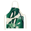 Axyaa Large Leaves Kitchen Ladies' Apron - Tropical Plants Design