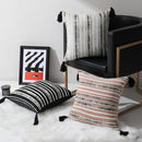 Axyaa Chenille Fringe Stripe Jacquard Pillowcase 50X50 Geometric Cushion Cover