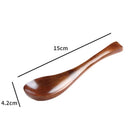 Axyaa Solid Wood Short Dinner Spoons Set - Handmade Japanese Wooden Tableware
