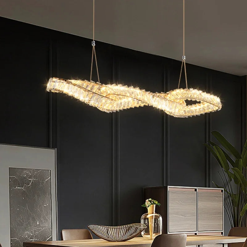 Axyaa Metal Crystal Ceiling Lamps: Luxury LED Pendant Chandeliers Lights
