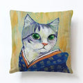 Axyaa Cartoon Animal Linen Pillowcase for Home Sofa Decor