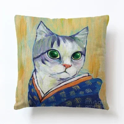 Axyaa Cartoon Animal Linen Pillowcase for Home Sofa Decor
