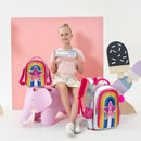 Axyaa Rainbow Girls Backpack Set: School, Travel, Laptop, Lunch Box, Pencil Case