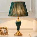 Axyaa Chinese Green Ceramic Table Lamp with European Cloth Shade