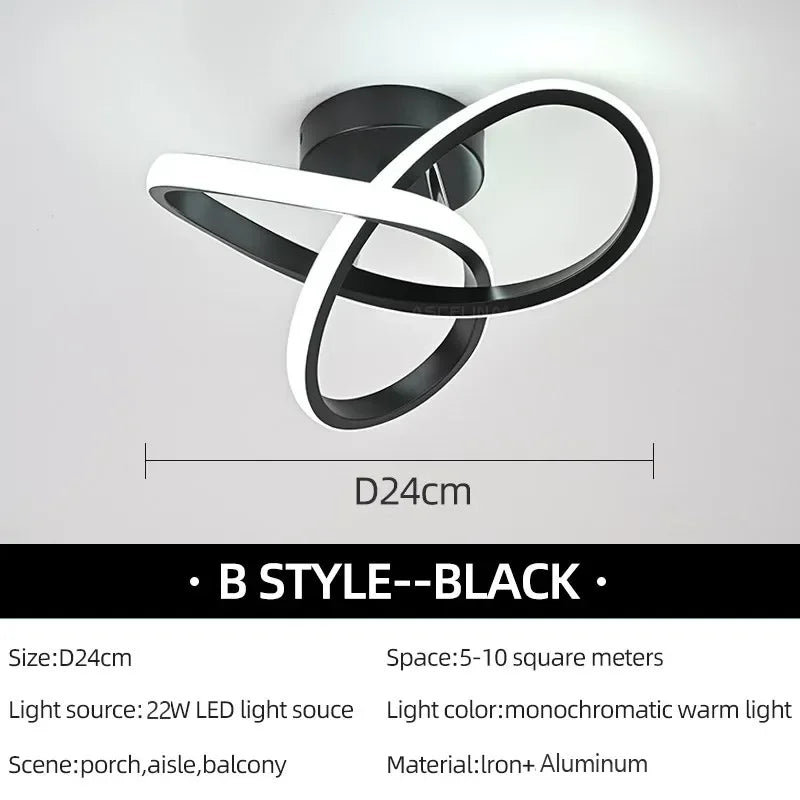 Axyaa Trefoil LED Ceiling Light: Dimmable Acrylic, Black White Gold Luminaire